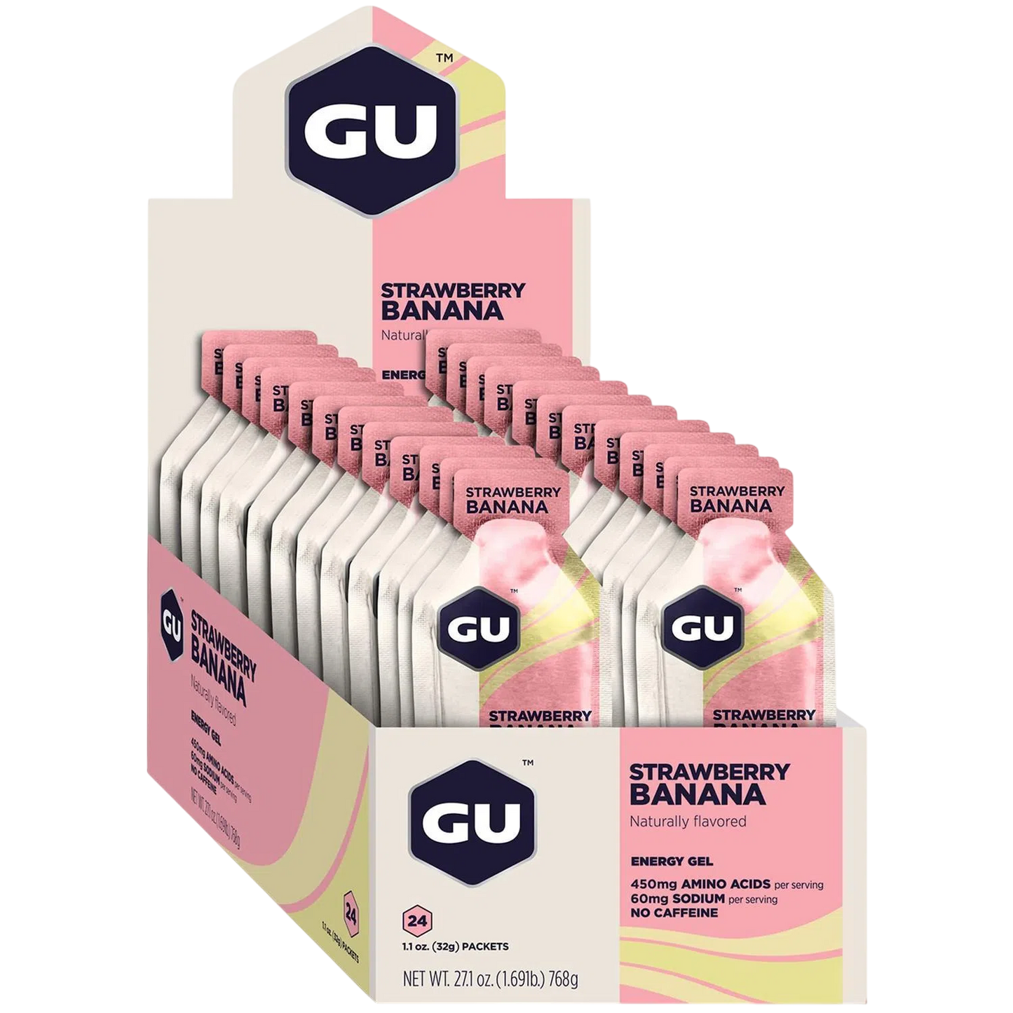 GU Gel Energía, Strawberry Banana 768g (24 gels 32g) – GU Energy-Wellu