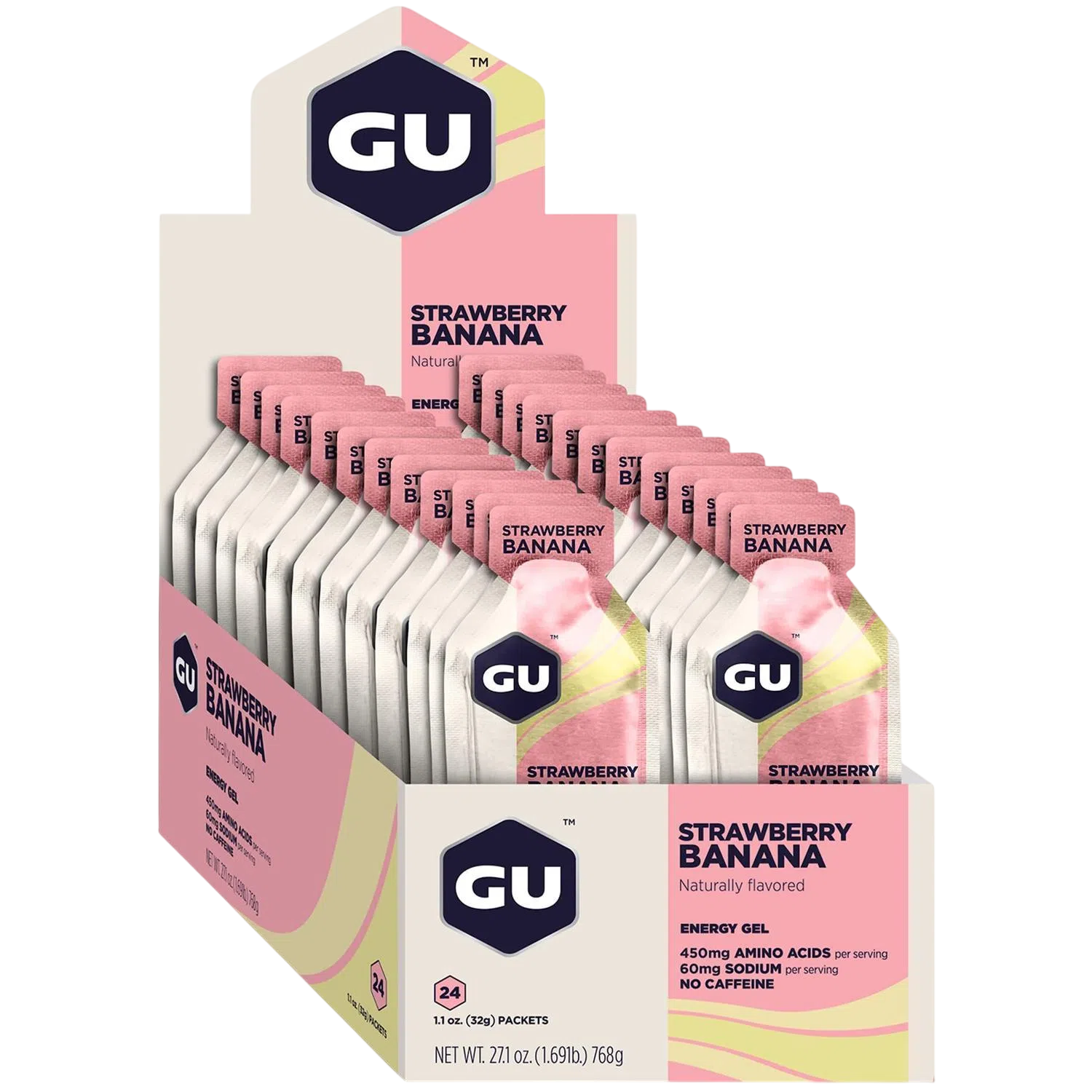 GU Gel Energía, Strawberry Banana 768g (24 gels 32g) – GU Energy-Wellu