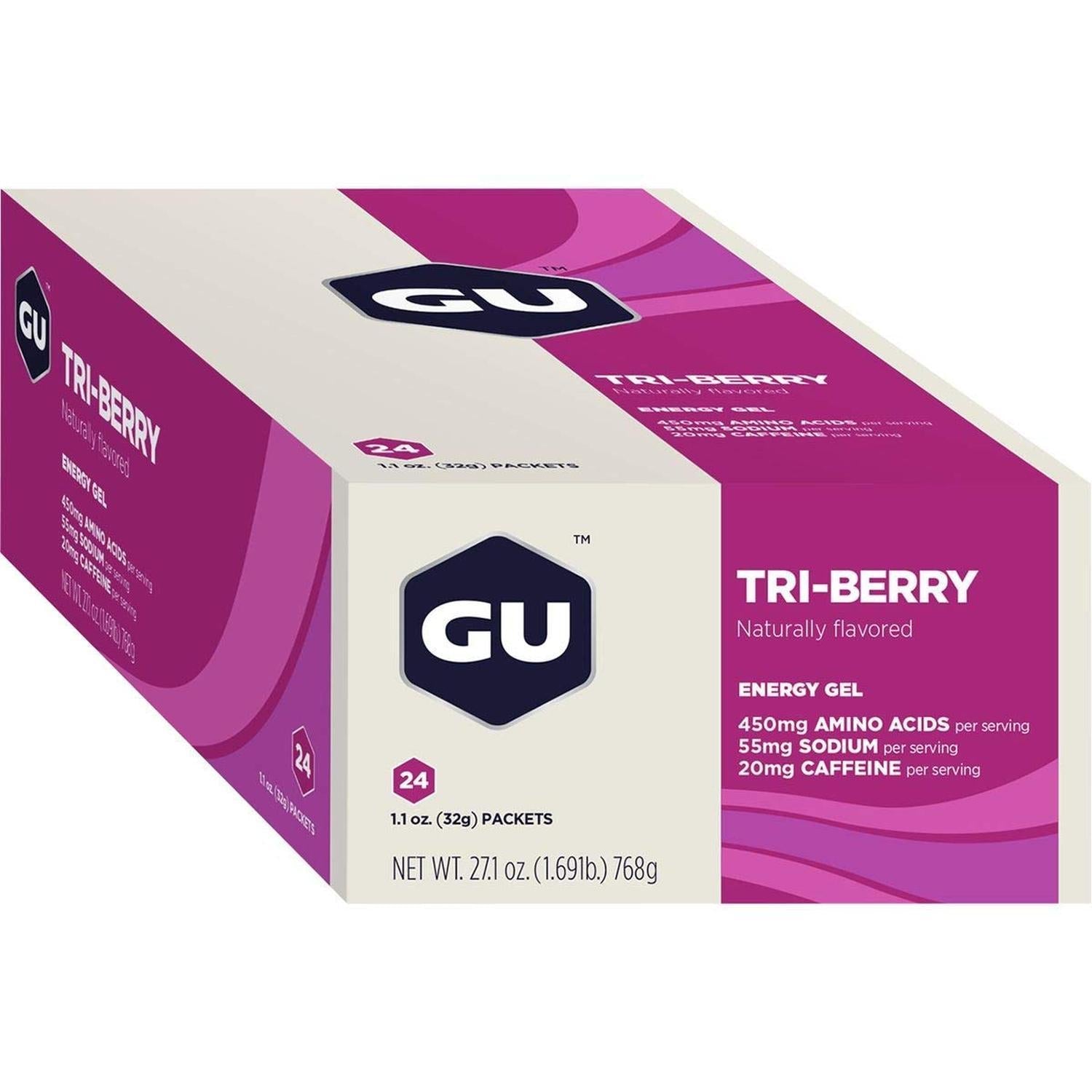 GU Gel Energía, Triberry (20 mg Cafeína) 768g (24 gels 32g) – GU Energy-Wellu