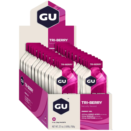 GU Gel Energía, Triberry (20 mg Cafeína) 768g (24 gels 32g) – GU Energy-Wellu