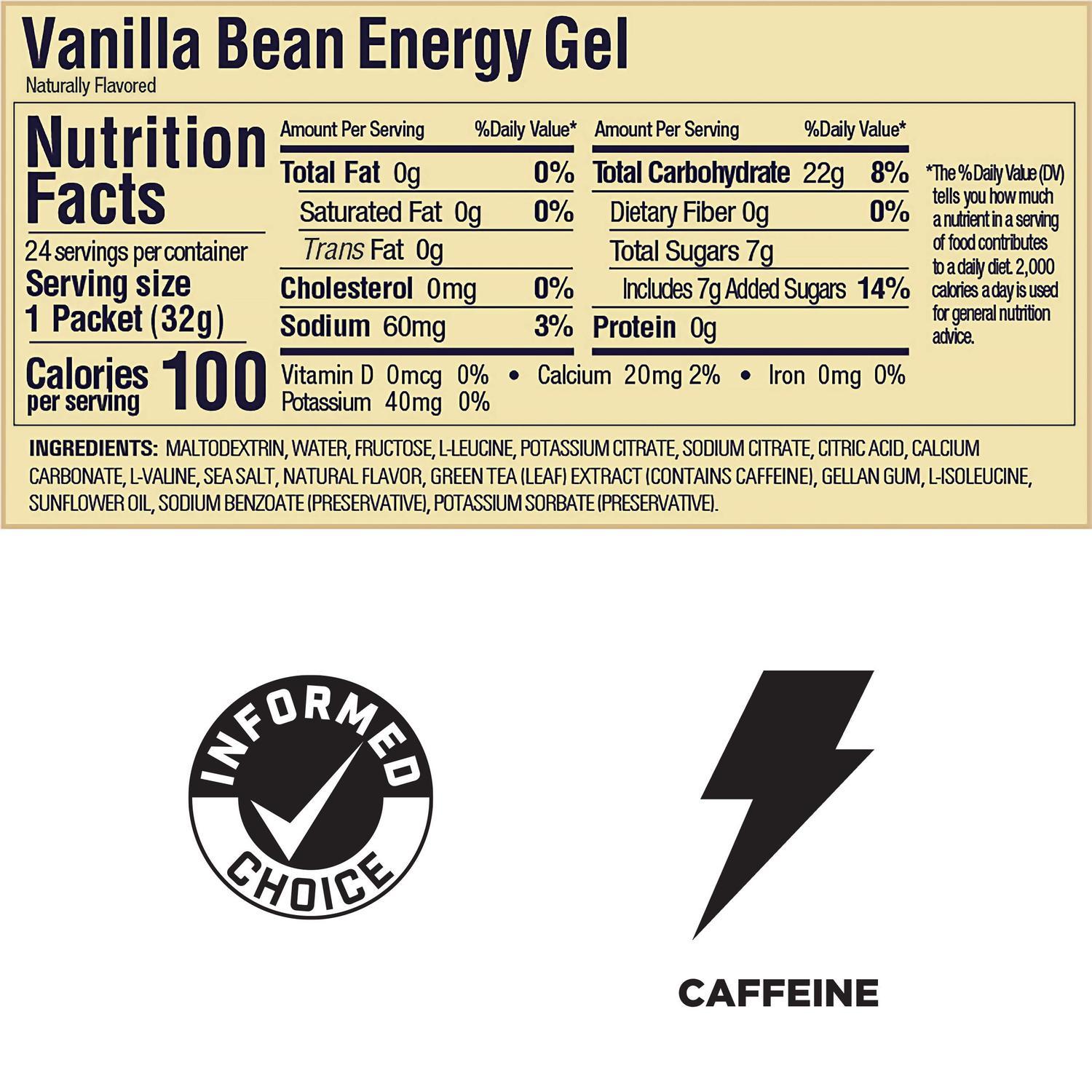 GU Gel Energía, Vainilla Bean (20 mg Cafeína) 768g (24 gels 32g) – GU Energy-Wellu