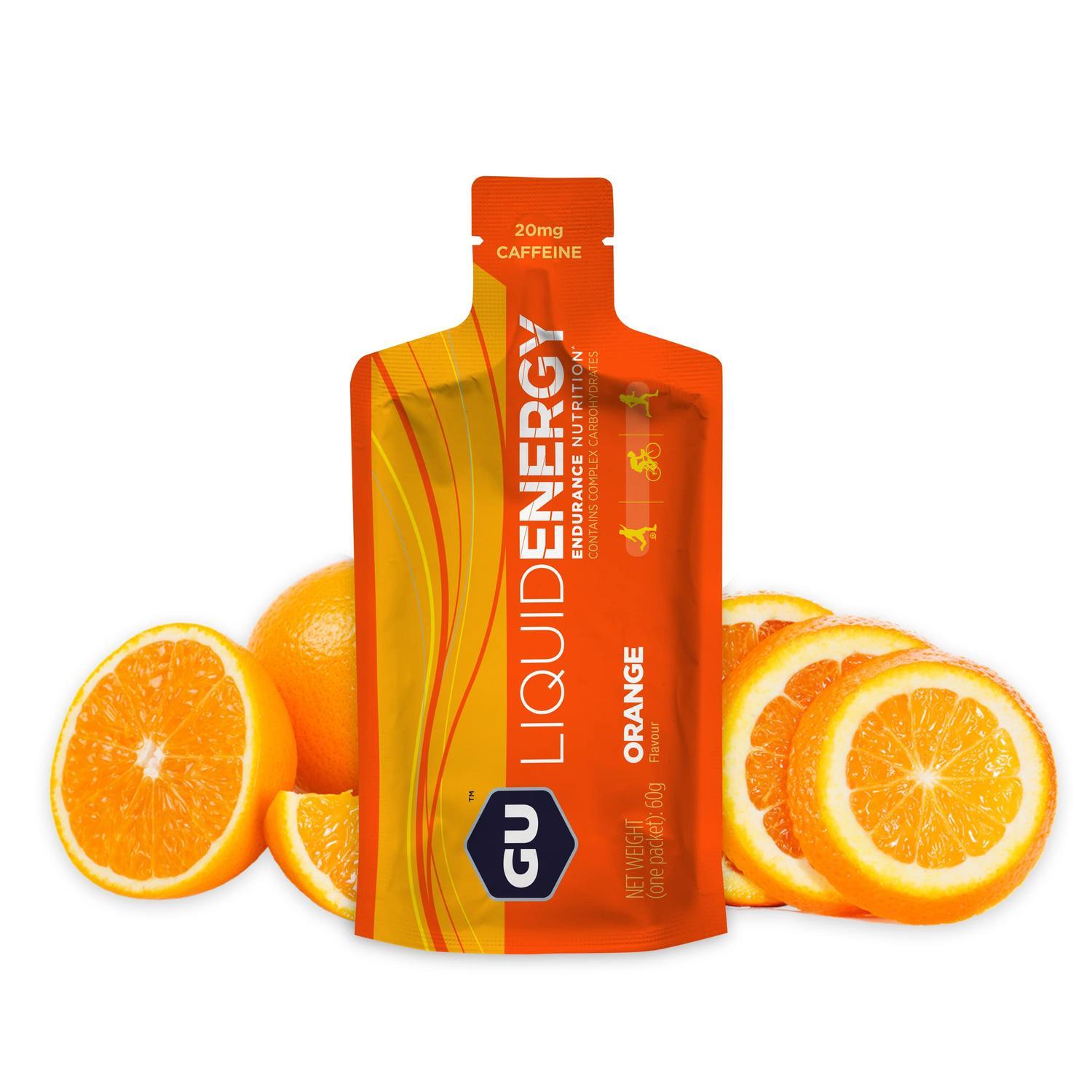 GU Liquid Energía, Orange (40 mg Cafeína) 1,440g (24 gels 60g) – GU Energy-Wellu