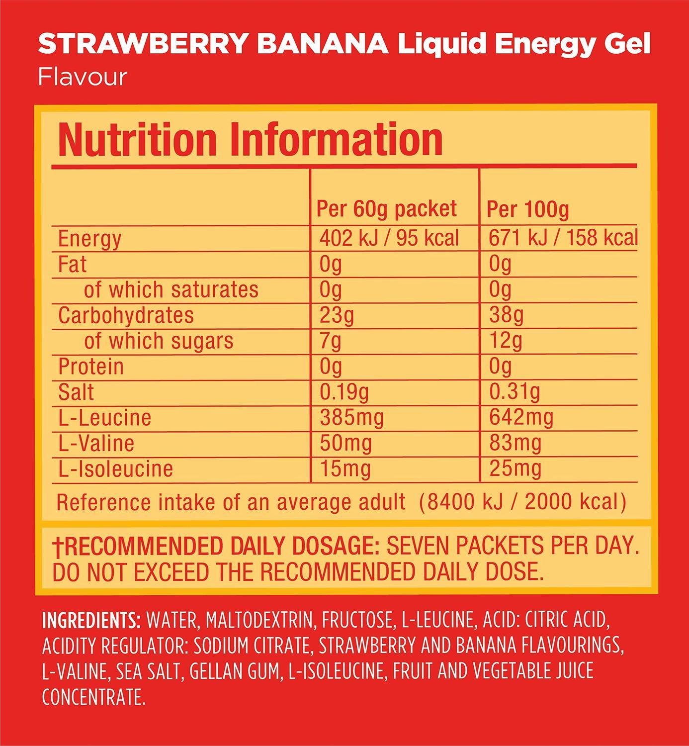 GU Liquid Energía Strawberry Banana, 1,440g (24 gels 60g) – GU Energy-Wellu