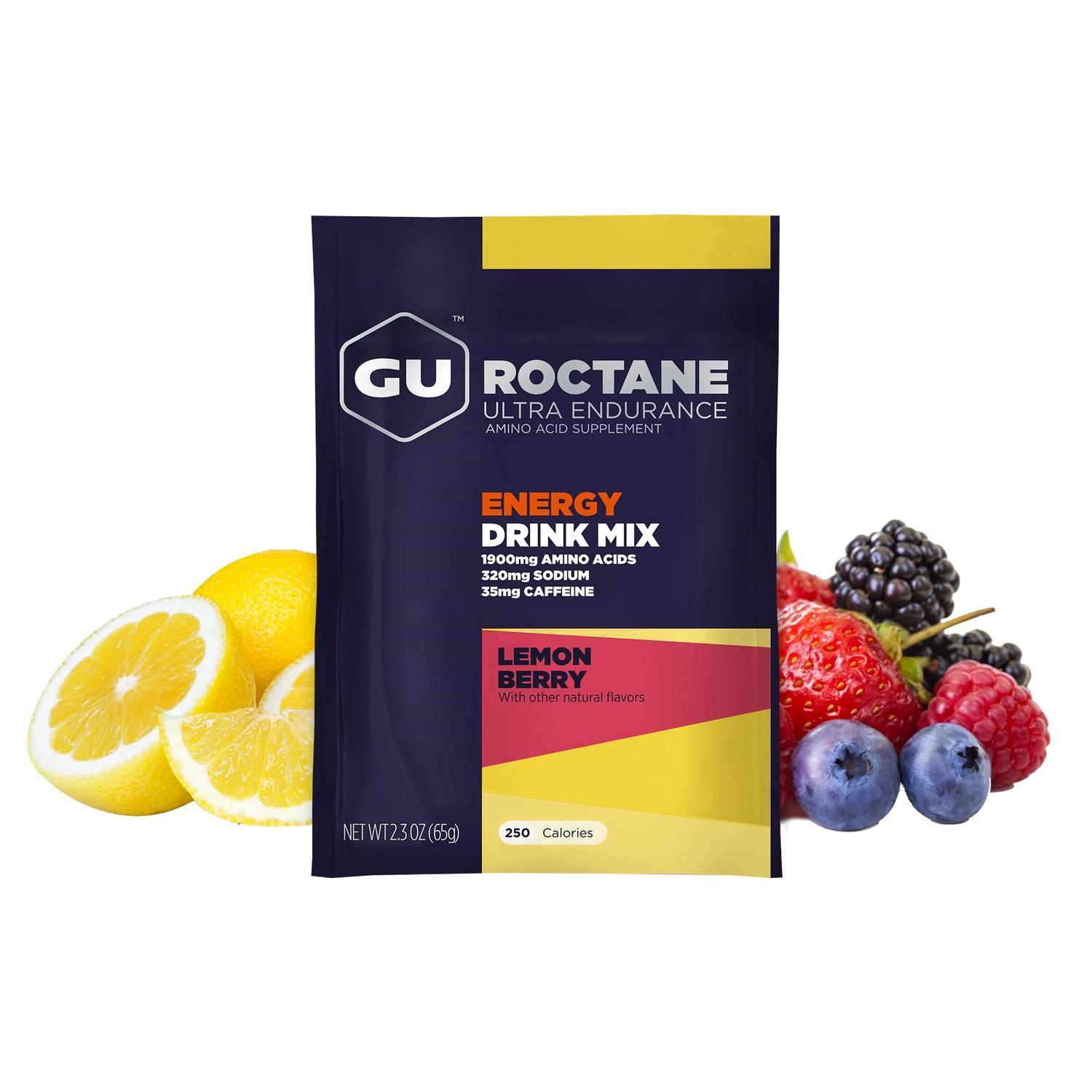 GU Roctane Drink Hidratación Lemon (35 mg Cafeína), 650 gr (10 sobres / 65g) – GU Energy-Wellu