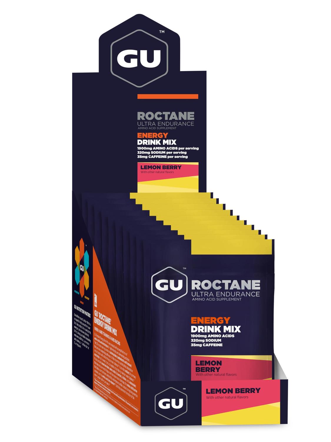 GU Roctane Drink Hidratación Lemon (35 mg Cafeína), 650 gr (10 sobres / 65g) – GU Energy-Wellu