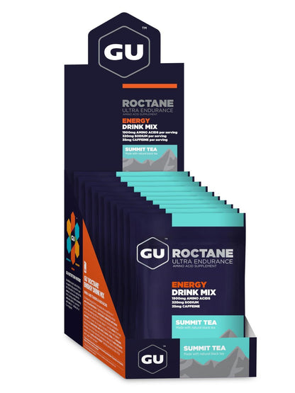 GU Roctane Drink Hidratación Summit Tea (35 mg Cafeína), 650 gr (10 sobres / 65g) – GU Energy-Wellu