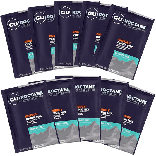 GU Roctane Drink Hidratación Summit Tea (35 mg Cafeína), 650 gr (10 sobres / 65g) – GU Energy-Wellu