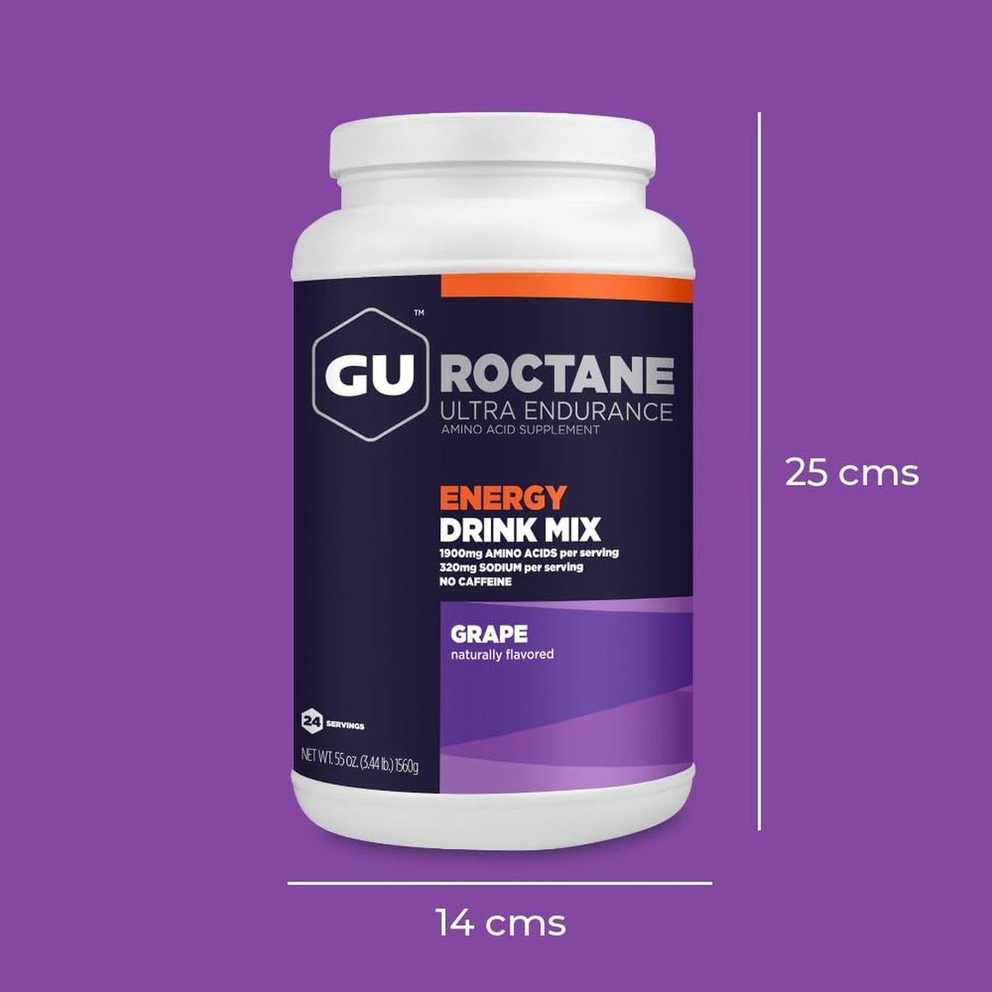 GU Roctane Drink Mix Hidratación, Grape, 1560g (3.44 lbs) 24 servings – GU Energy-Wellu