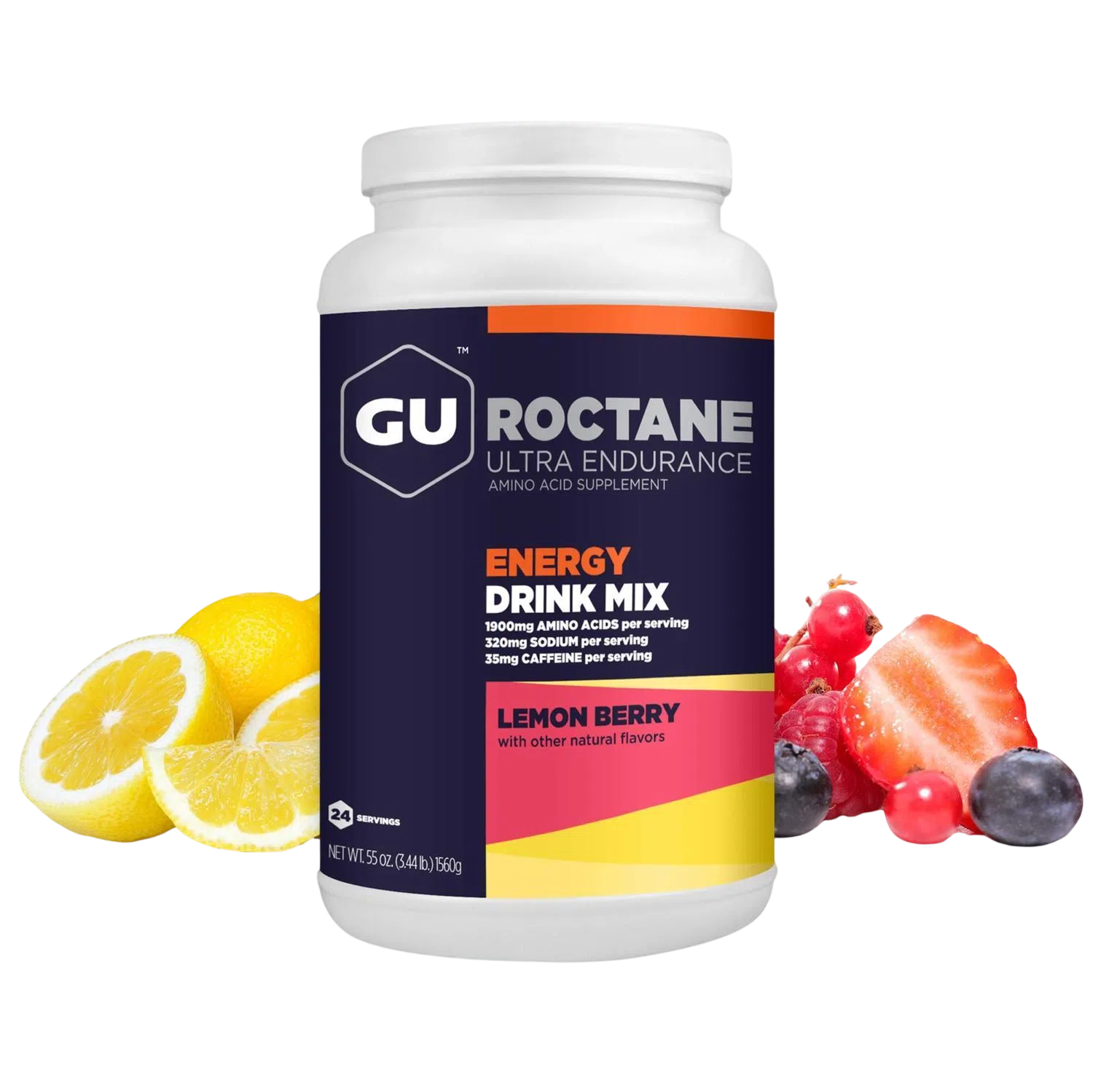 GU Roctane Drink Mix Hidratación, Lemon (35 mg Cafeína), 1560g (3.44 lbs) 24 servings – GU Energy-Wellu