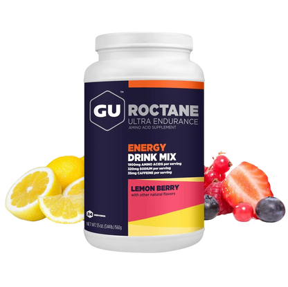 GU Roctane Drink Mix Hidratación, Lemon (35 mg Cafeína), 1560g (3.44 lbs) 24 servings – GU Energy-Wellu