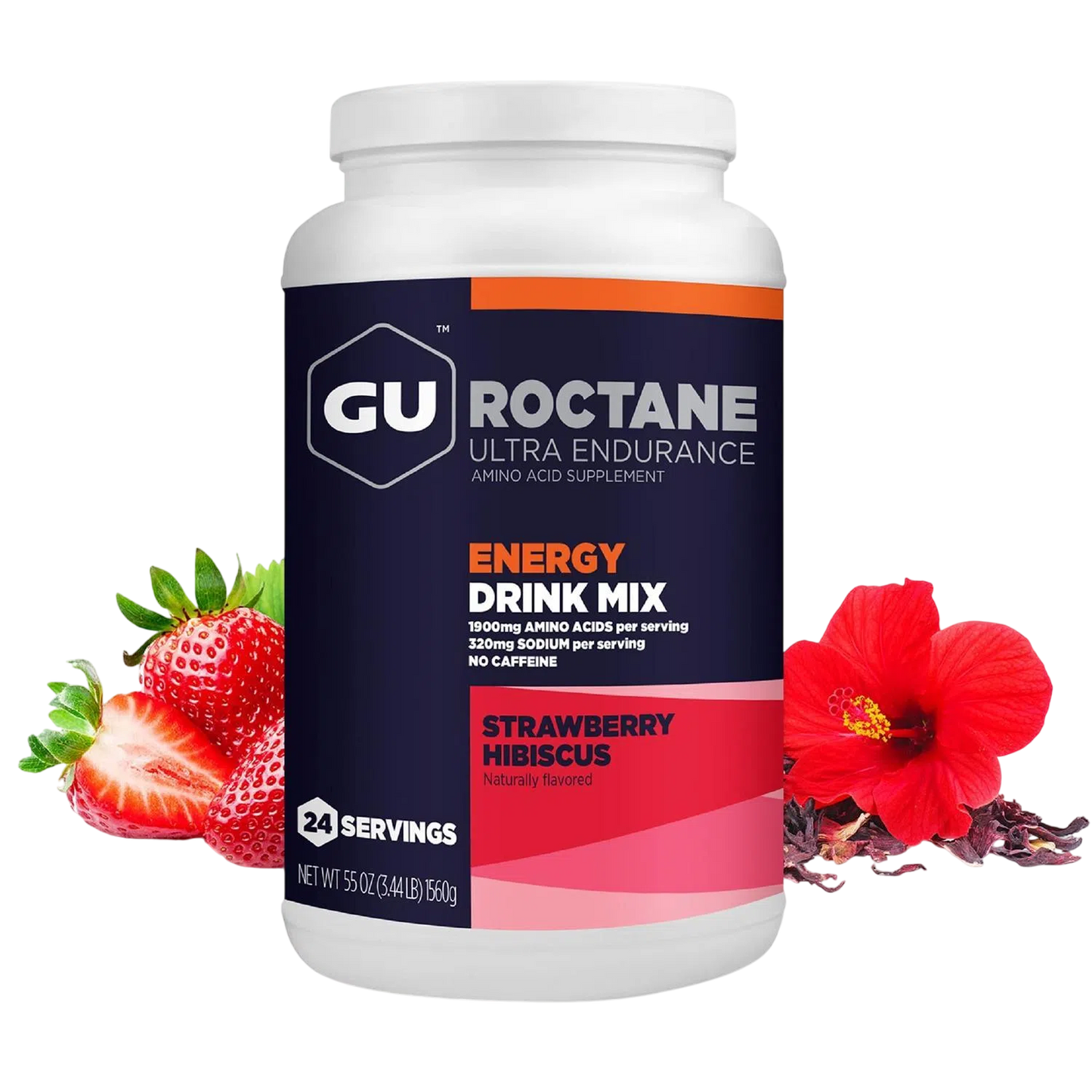 GU Roctane Drink Mix Hidratación, Straberry Hibiscus, 1560g (3.44 lbs) 24 servings – GU Energy-Wellu