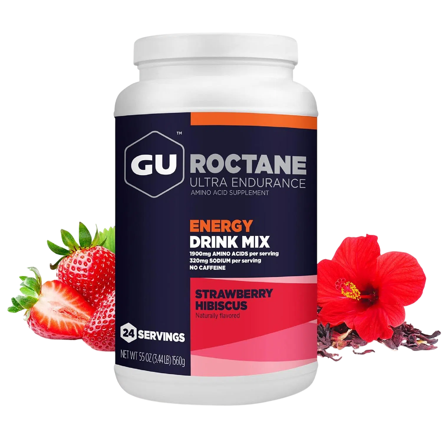 GU Roctane Drink Mix Hidratación, Straberry Hibiscus, 1560g (3.44 lbs) 24 servings – GU Energy-Wellu