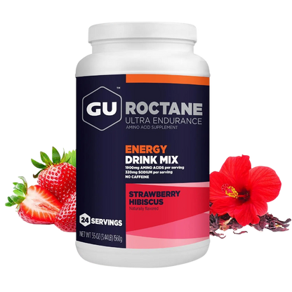 GU Roctane Drink Mix Hidratación, Straberry Hibiscus, 1560g (3.44 lbs) 24 servings – GU Energy-Wellu