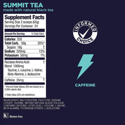 GU Roctane Drink Mix Hidratación, Summit tea (35 mg Cafeína), 1560g (3.44 lbs) 24 servings – GU Ener-Wellu