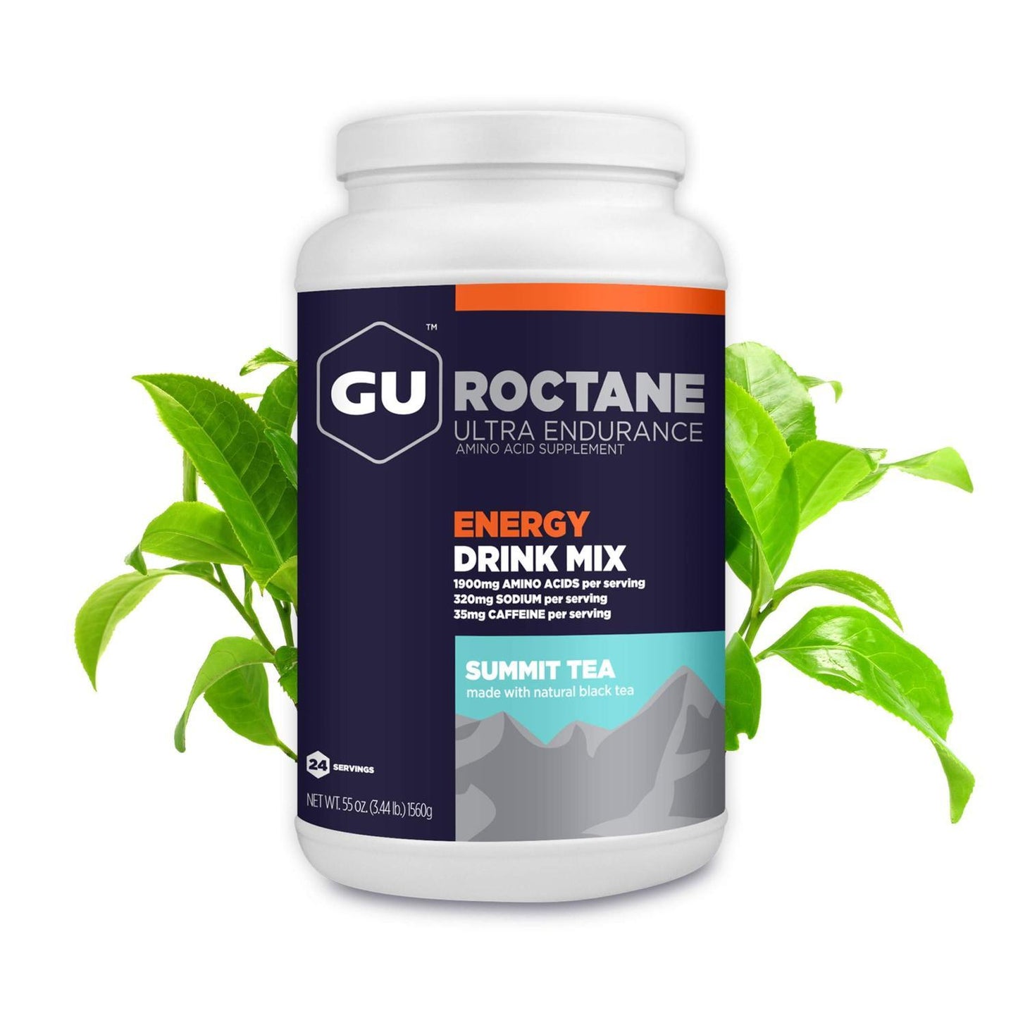 GU Roctane Drink Mix Hidratación, Summit tea (35 mg Cafeína), 1560g (3.44 lbs) 24 servings – GU Ener-Wellu