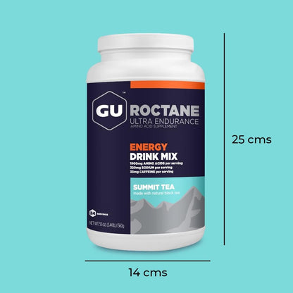 GU Roctane Drink Mix Hidratación, Summit tea (35 mg Cafeína), 1560g (3.44 lbs) 24 servings – GU Ener-Wellu