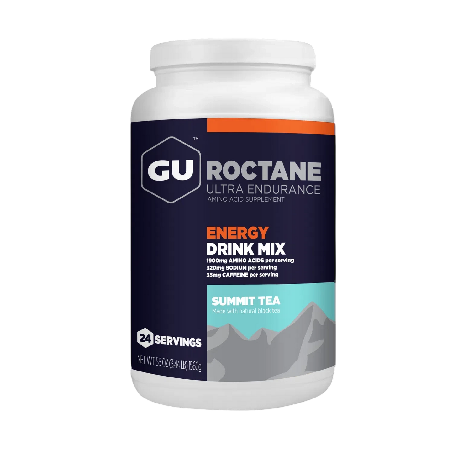 GU Roctane Drink Mix Hidratación, Summit tea (35 mg Cafeína), 1560g (3.44 lbs) 24 servings – GU Ener-Wellu