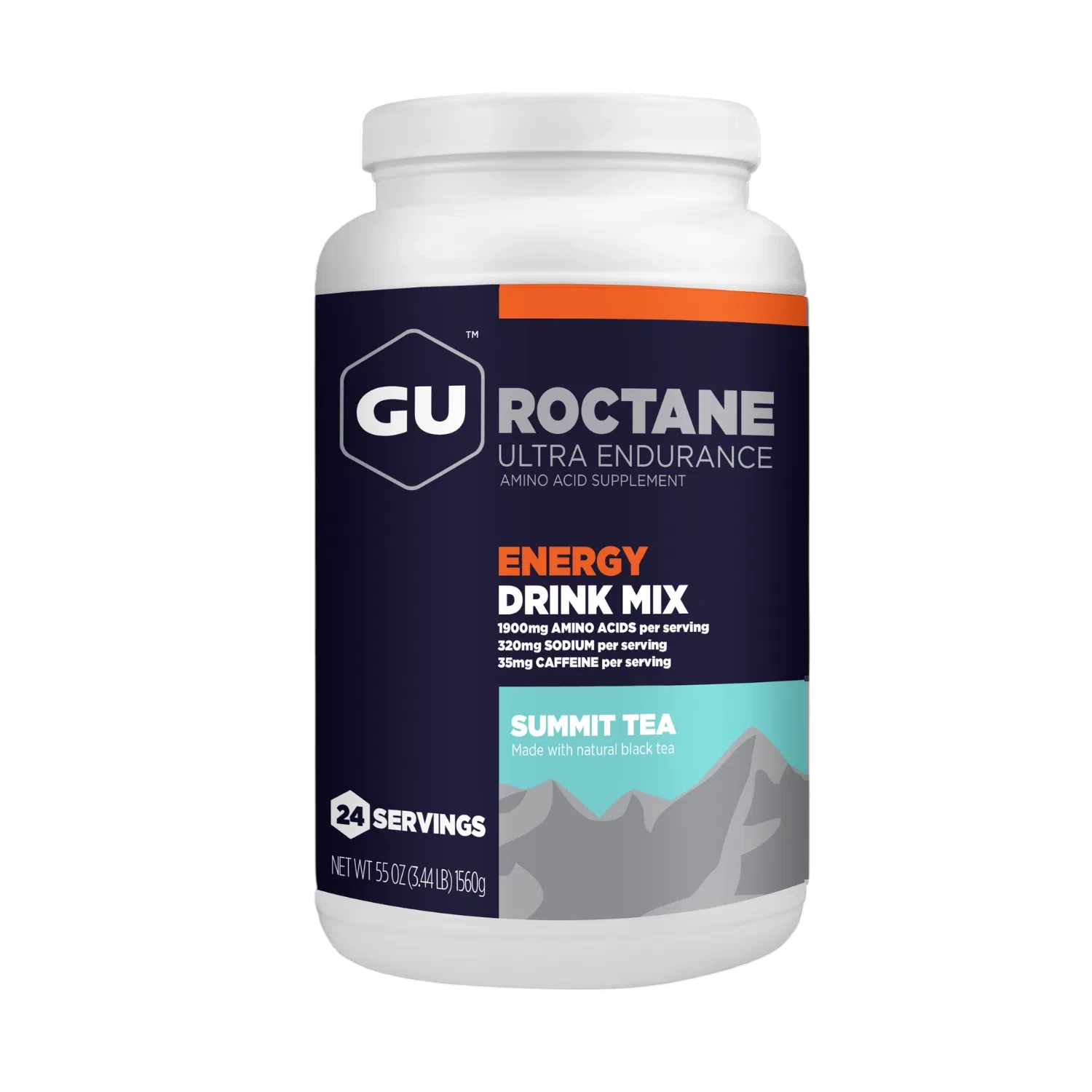 GU Roctane Drink Mix Hidratación, Summit tea (35 mg Cafeína), 1560g (3.44 lbs) 24 servings – GU Ener-Wellu