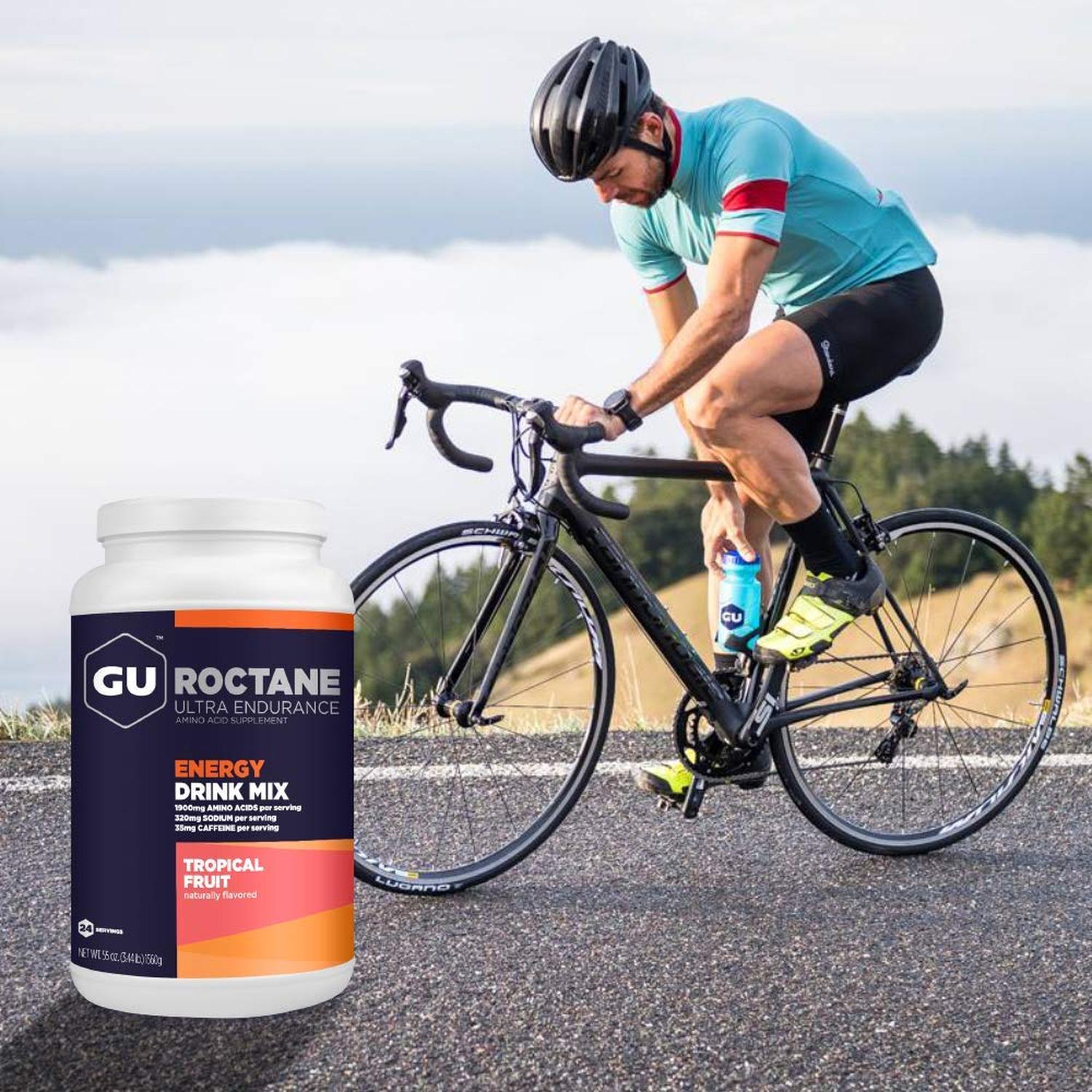 GU Roctane Drink Mix Hidratación, Tropical Fruit (35 mg Cafeína), 1560g (3.44 lbs) 24 servings – GU-Wellu