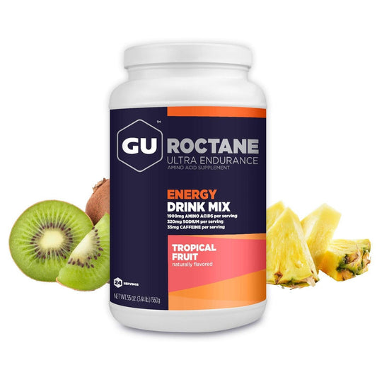 GU Roctane Drink Mix Hidratación, Tropical Fruit (35 mg Cafeína), 1560g (3.44 lbs) 24 servings – GU-Wellu