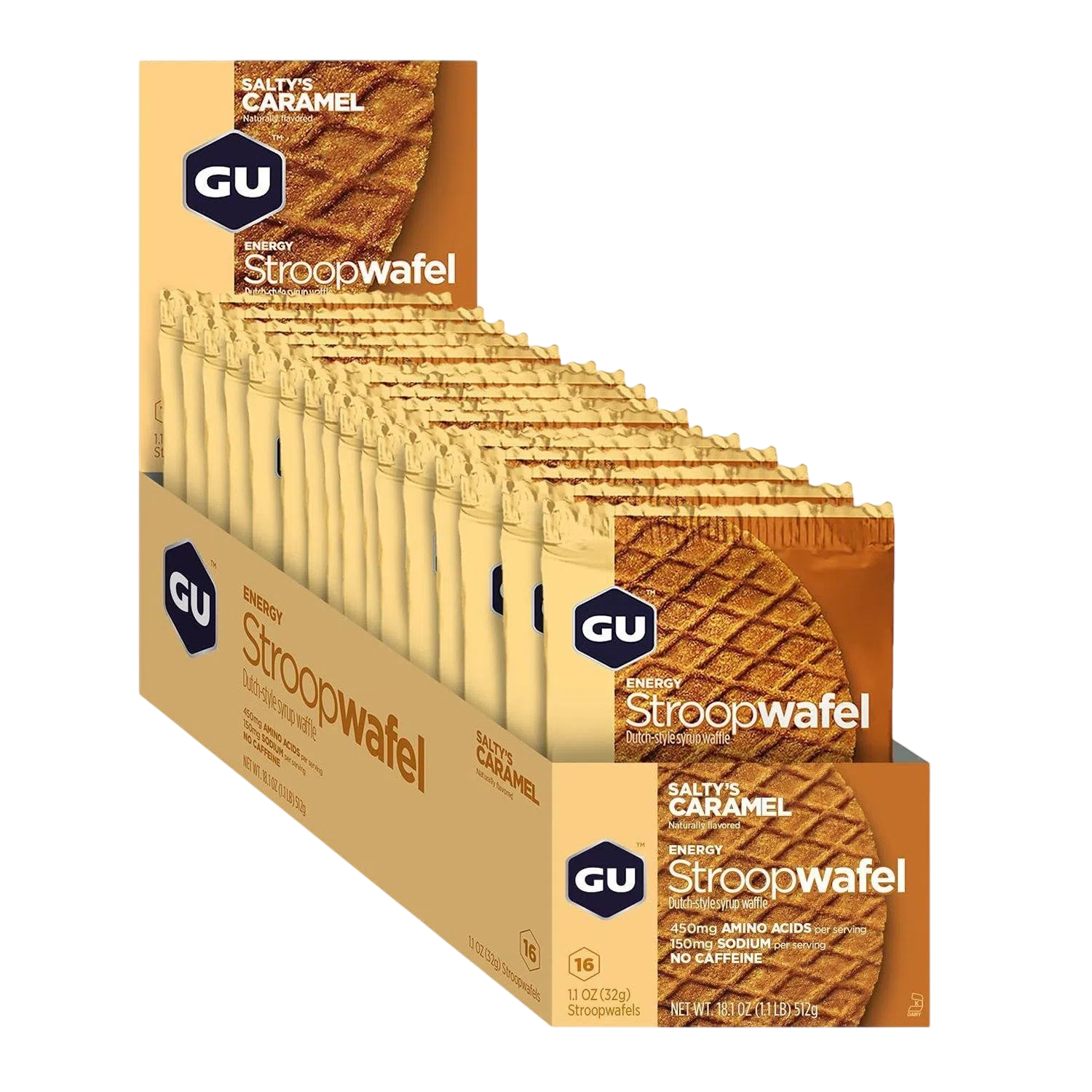 GU Waffle Energía, Salty´s Caramel 512g (16 pzas 32g) – GU Energy-Wellu