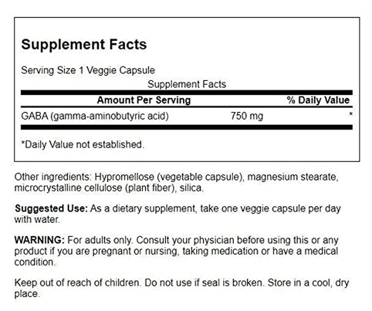 Gaba Fuerza Máxima 750mg, 60 Vegecaps – Swanson-Wellu