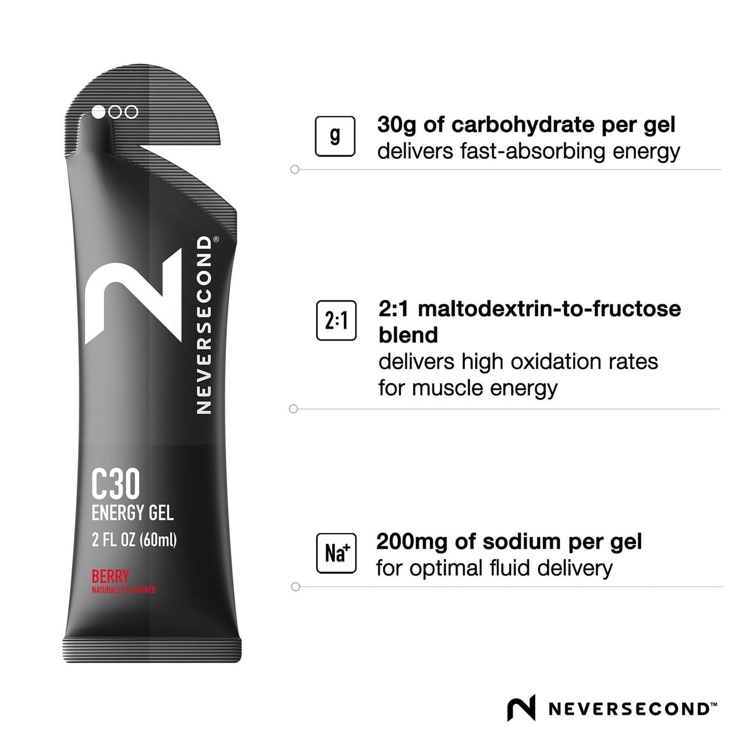 Gel energético C30 sabor Berries, 60ml (Paq. 12 pzas) – NeverSecond-Wellu