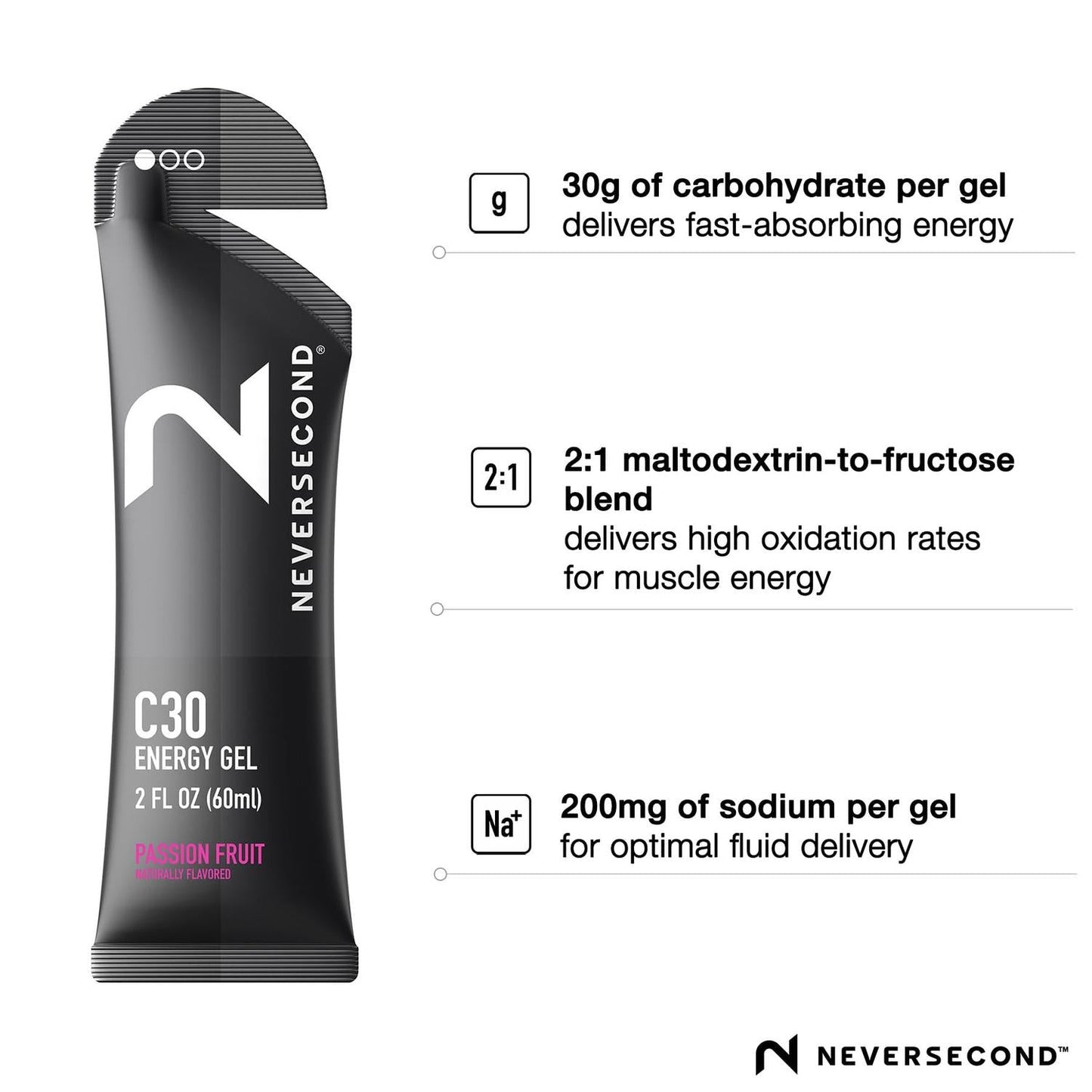 Gel energético C30 sabor Maracuya, 60ml (Paq. 12 pzas) – NeverSecond-Wellu