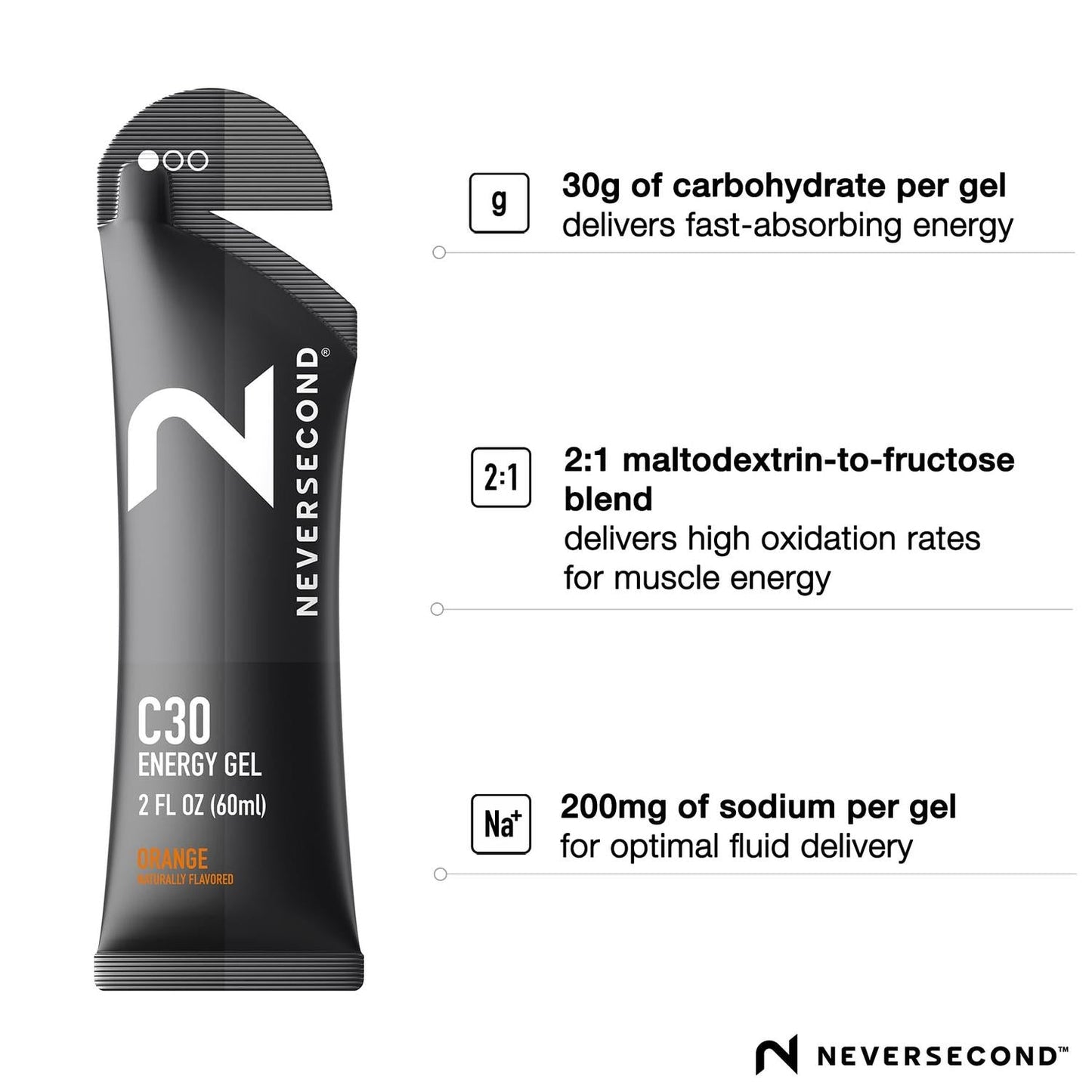 Gel energético C30 sabor Naranja, 60ml – NeverSecond