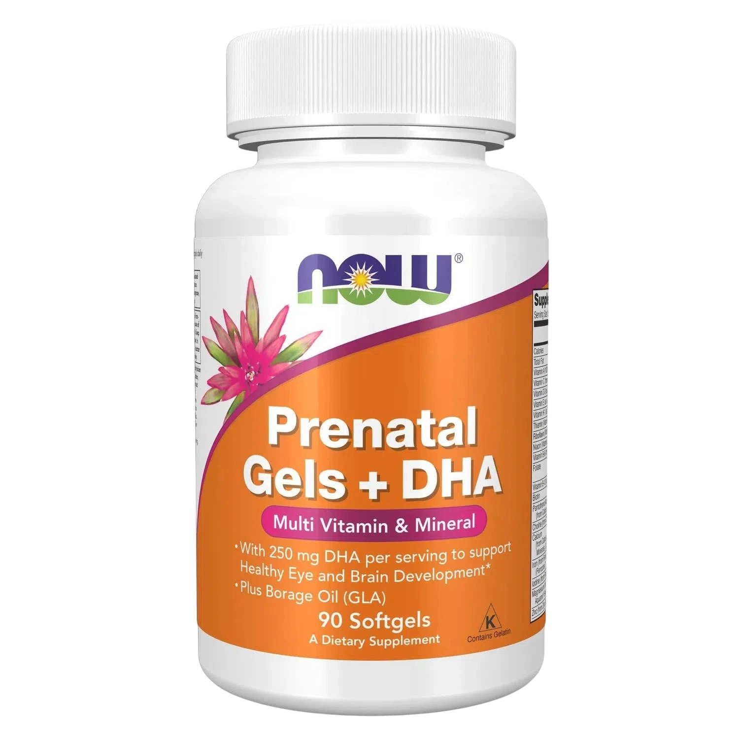 Geles prenatales + DHA, 90 Softgels – NOW Foods-Wellu