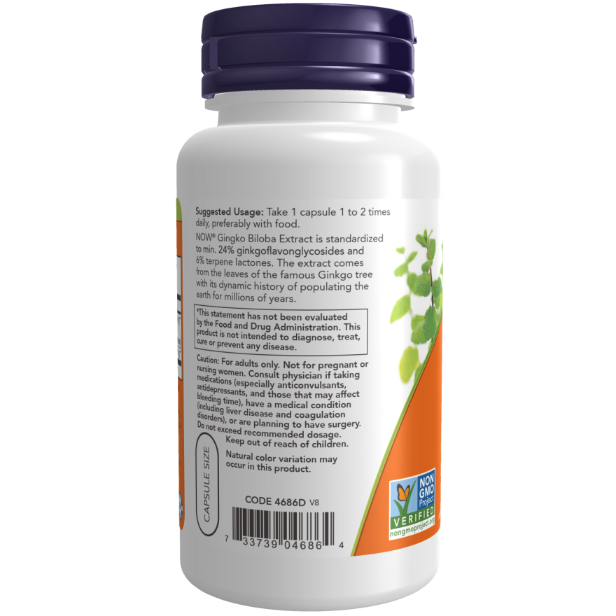 Ginkgo Biloba 60mg, 120 cápsulas – NOW Foods