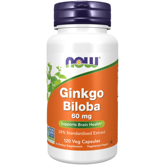 Ginkgo Biloba 60mg, 120 cápsulas – NOW Foods