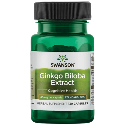 Ginkgo Biloba Extracto 60mg, Cognición, 30 Caps – Swanson-Wellu