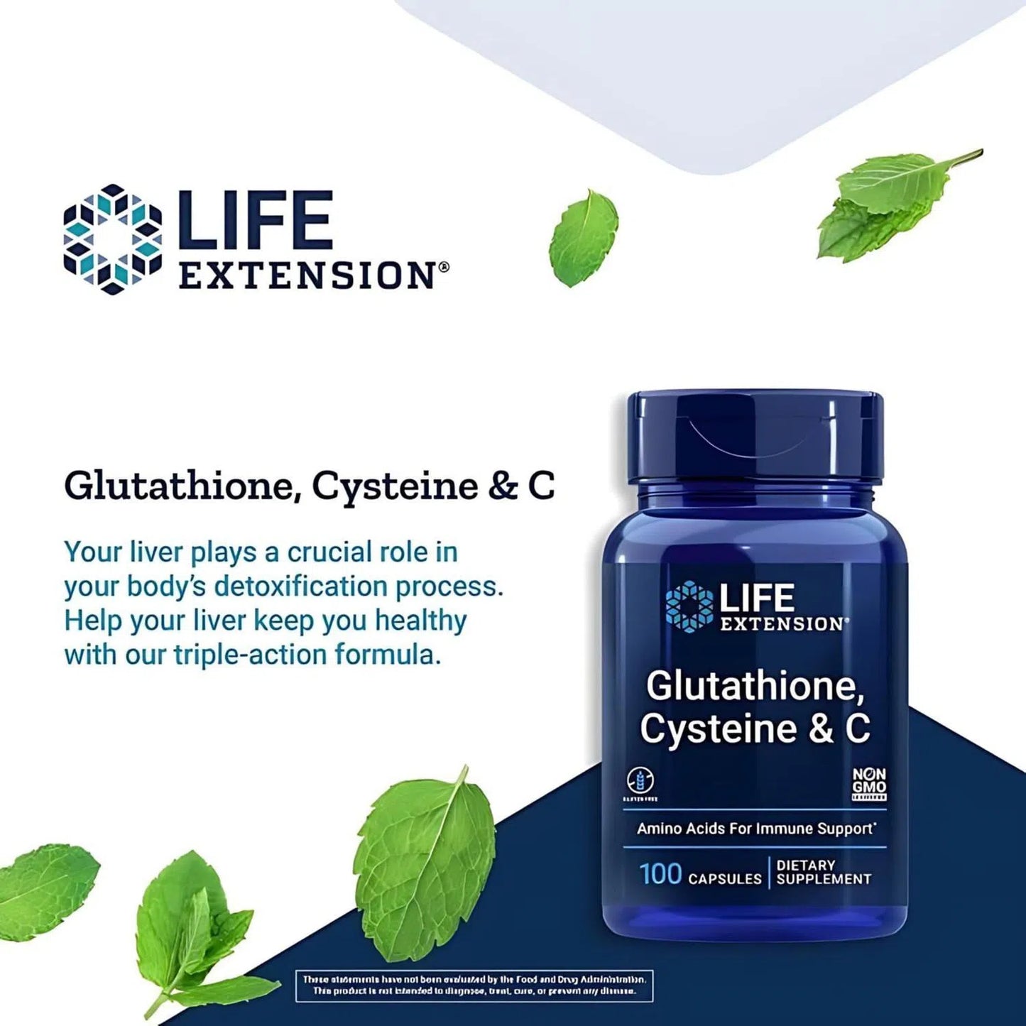 Glutatión, Cisteína y Vitamina C, 100 Caps – Life Extension-Wellu