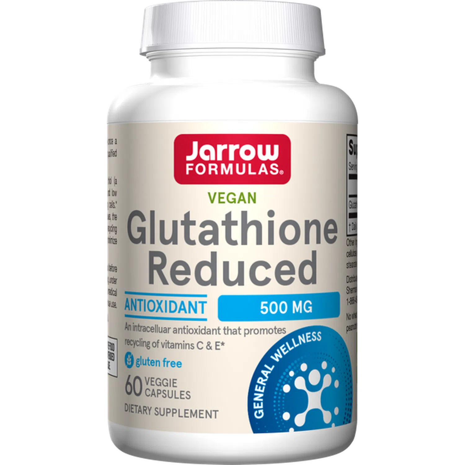 Glutatión Reducido 500mg, 60 Cápsulas – Jarrow Formulas-Wellu