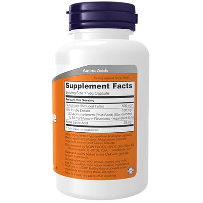 Glutatión de 500 mg, 60 Cápsulas Veg – NOW Foods-Wellu