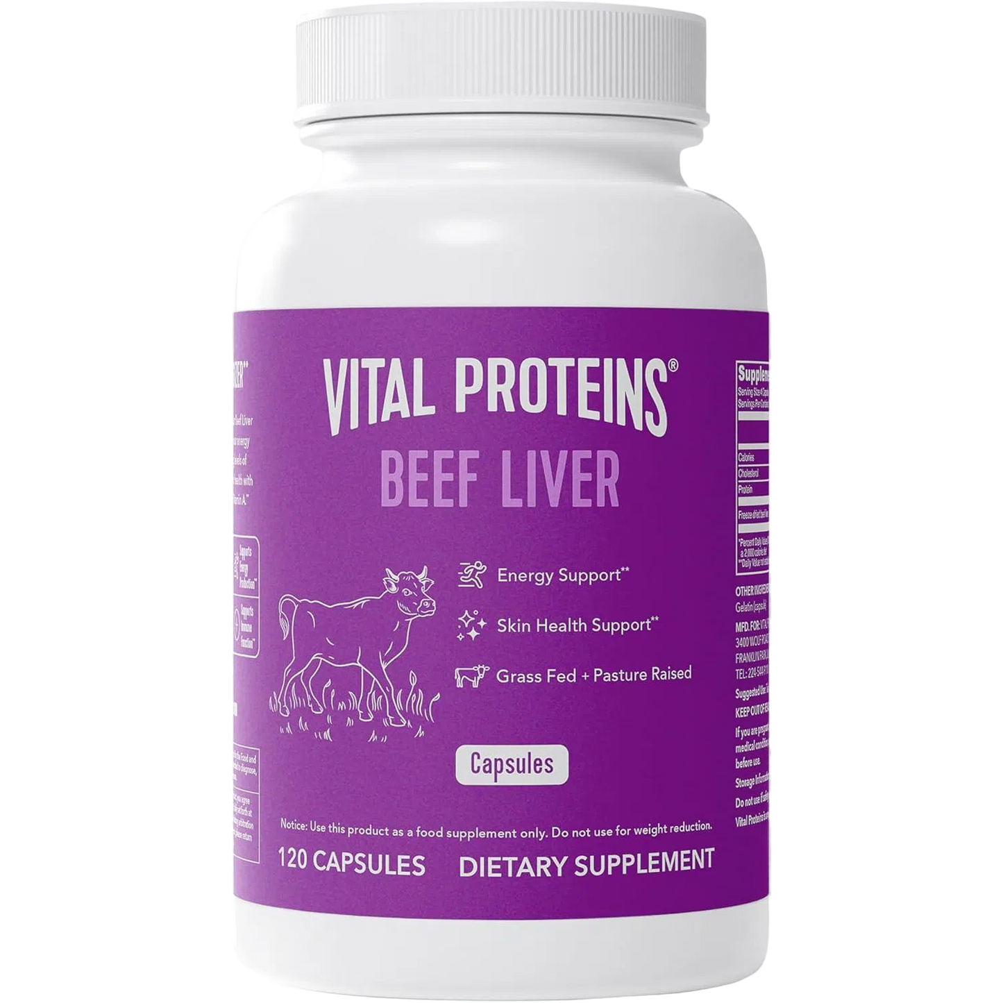 Hígado de Res (Beef Liver) 3,000 mg, 120 cápsulas – Vital Proteins-Wellu