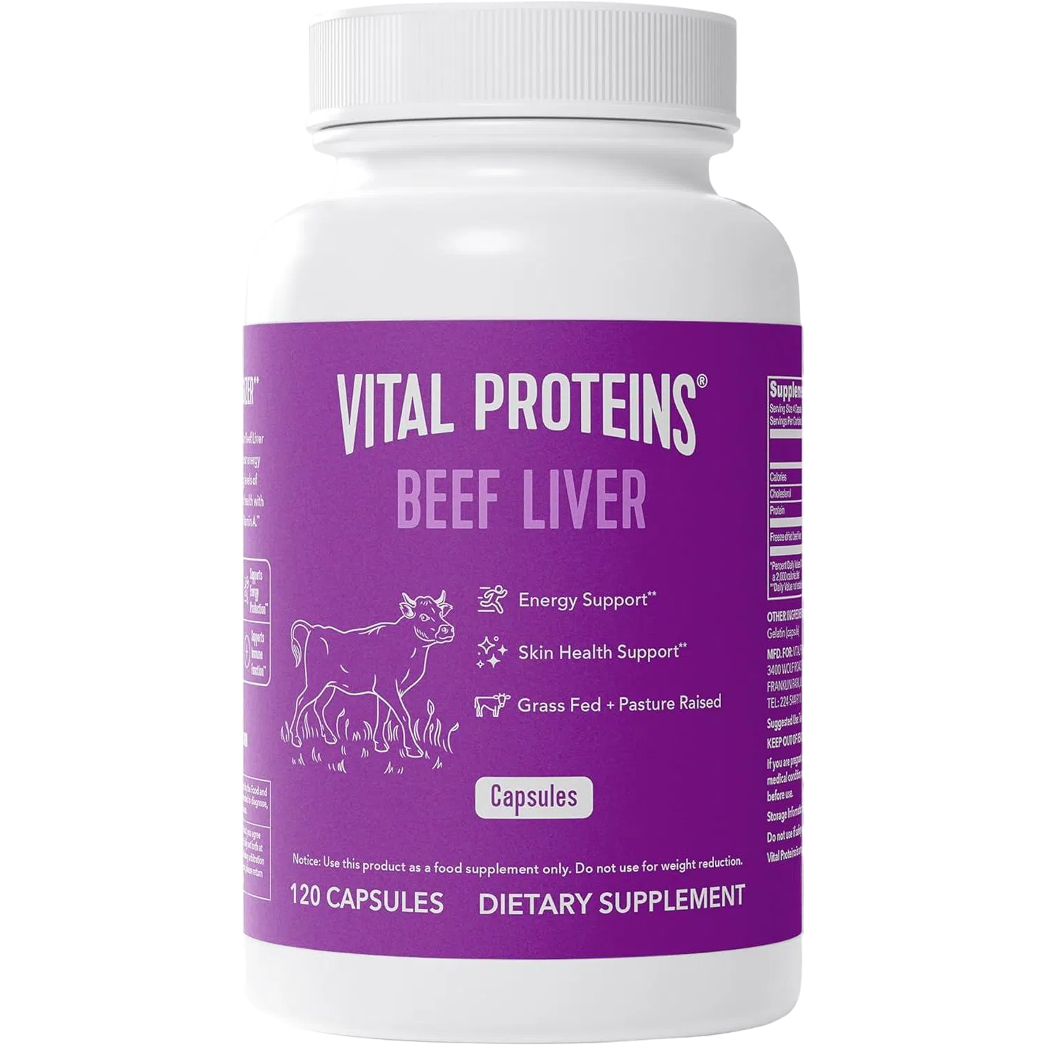 Hígado de Res (Beef Liver) 3,000 mg, 120 cápsulas – Vital Proteins-Wellu