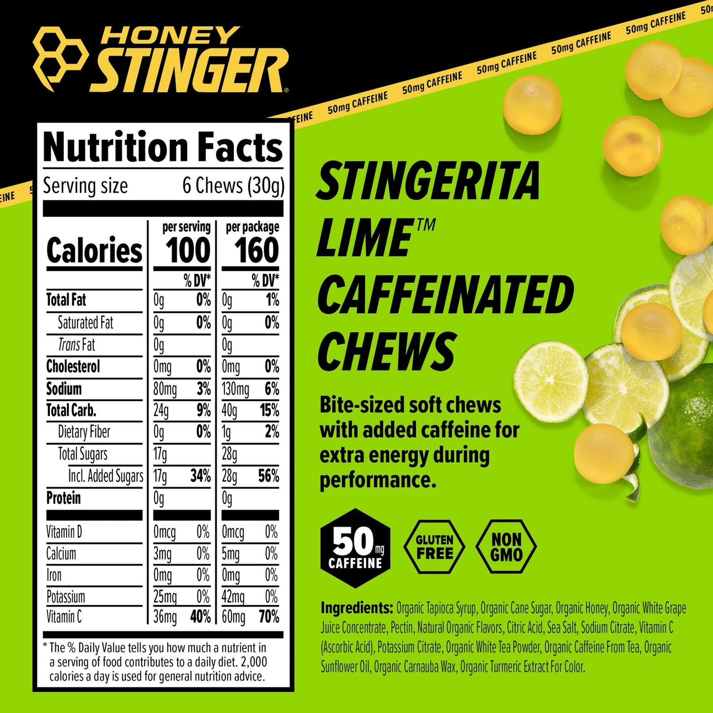 Honey Stinger Caffeinated Chews Stingerita 50gr-Wellu