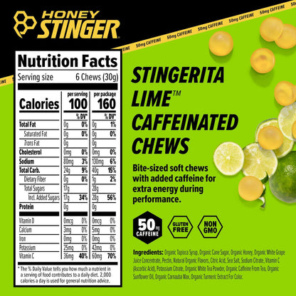 Honey Stinger Caffeinated Chews Stingerita 50gr c/12 pz-Wellu