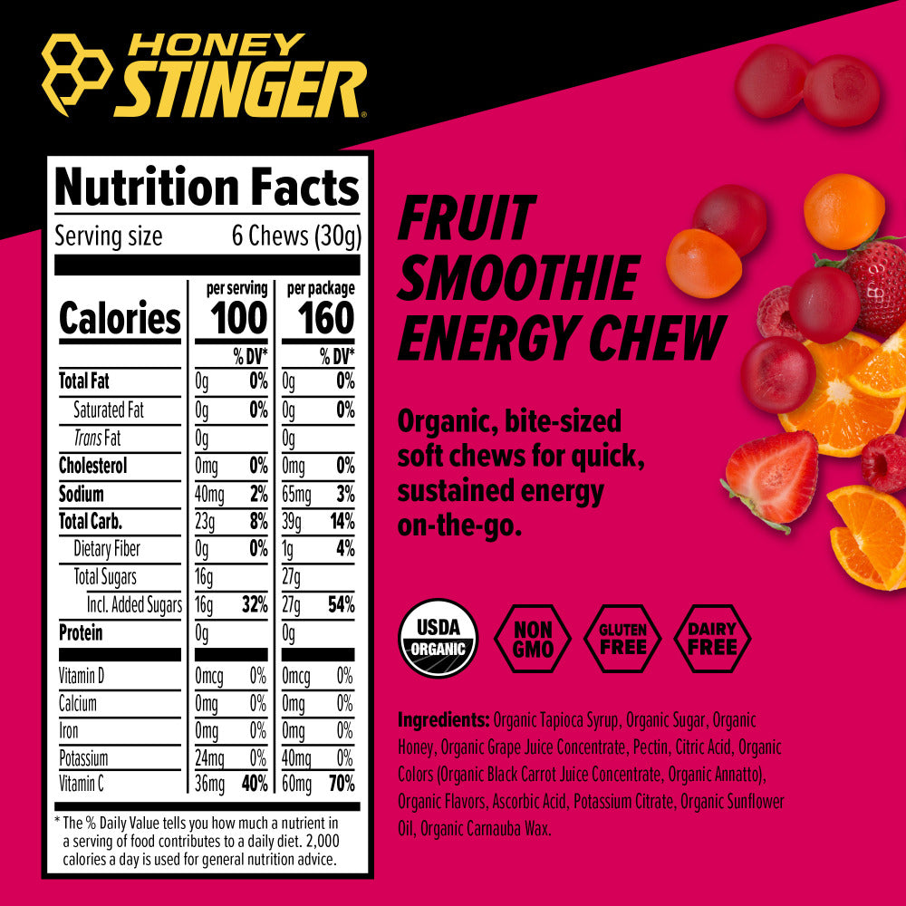 Honey Stinger Chews Fruit Smoothie 50gr c/12 pz-Wellu