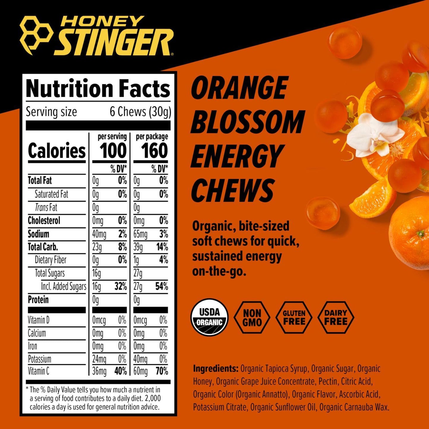 Honey Stinger Chews Orange Blossom 50gr c/12 pz-Wellu