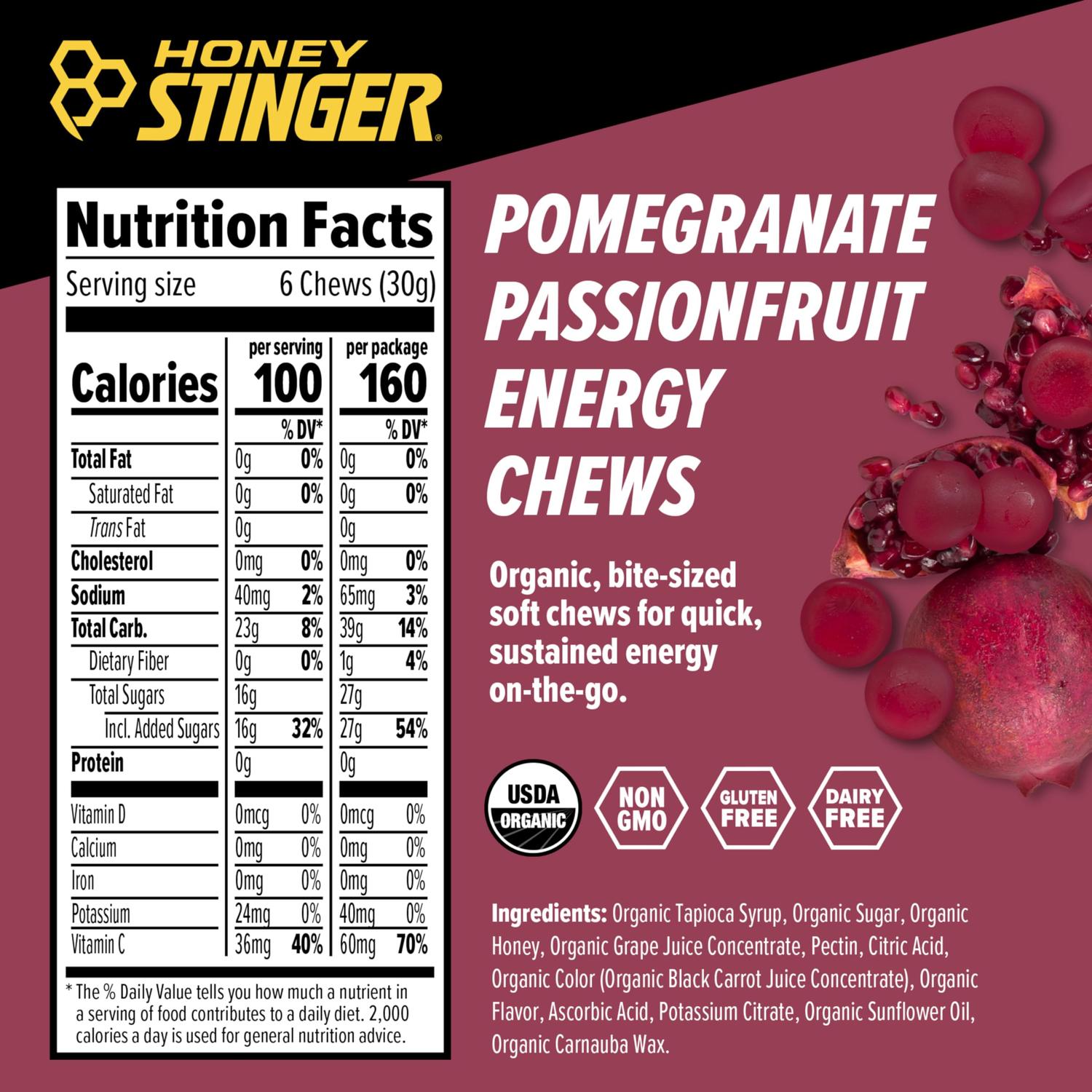 Honey Stinger Chews Pomegranate 50gr c/12 pz-Wellu