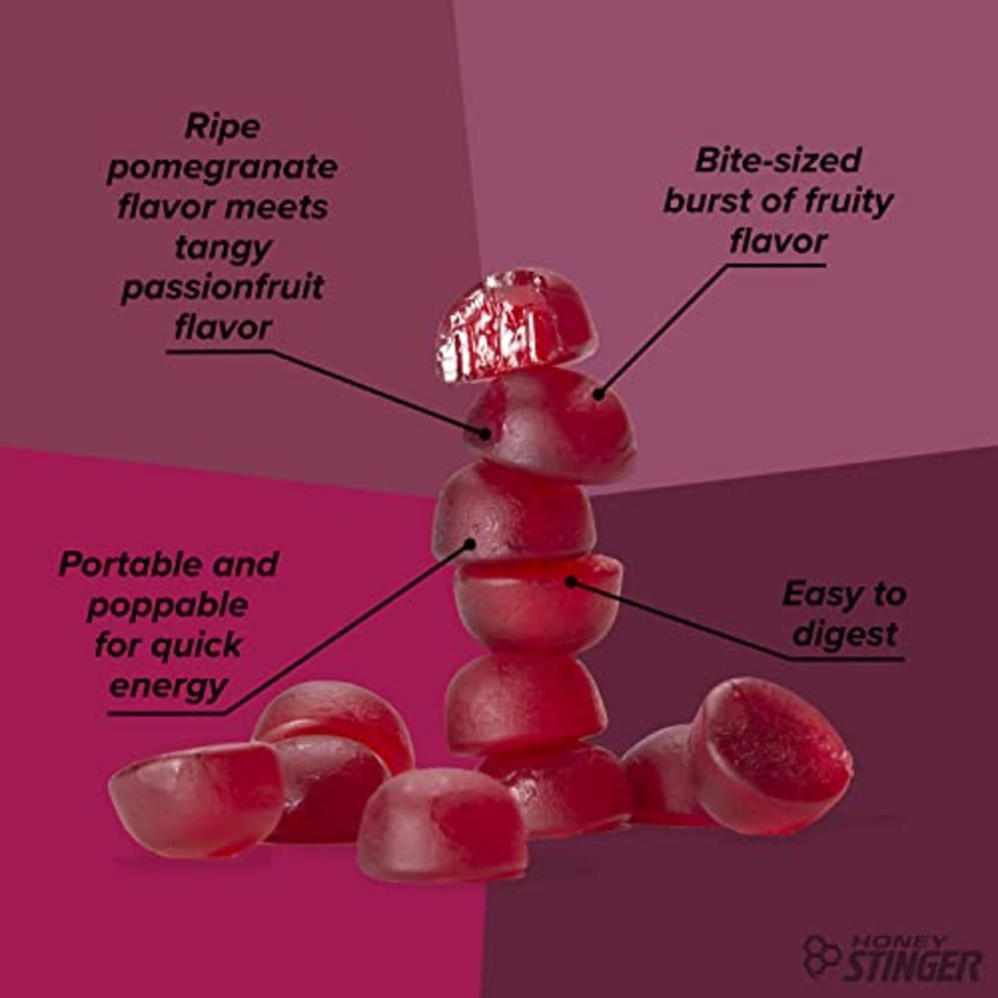 Honey Stinger Chews Pomegranate 50gr c/12 pz-Wellu