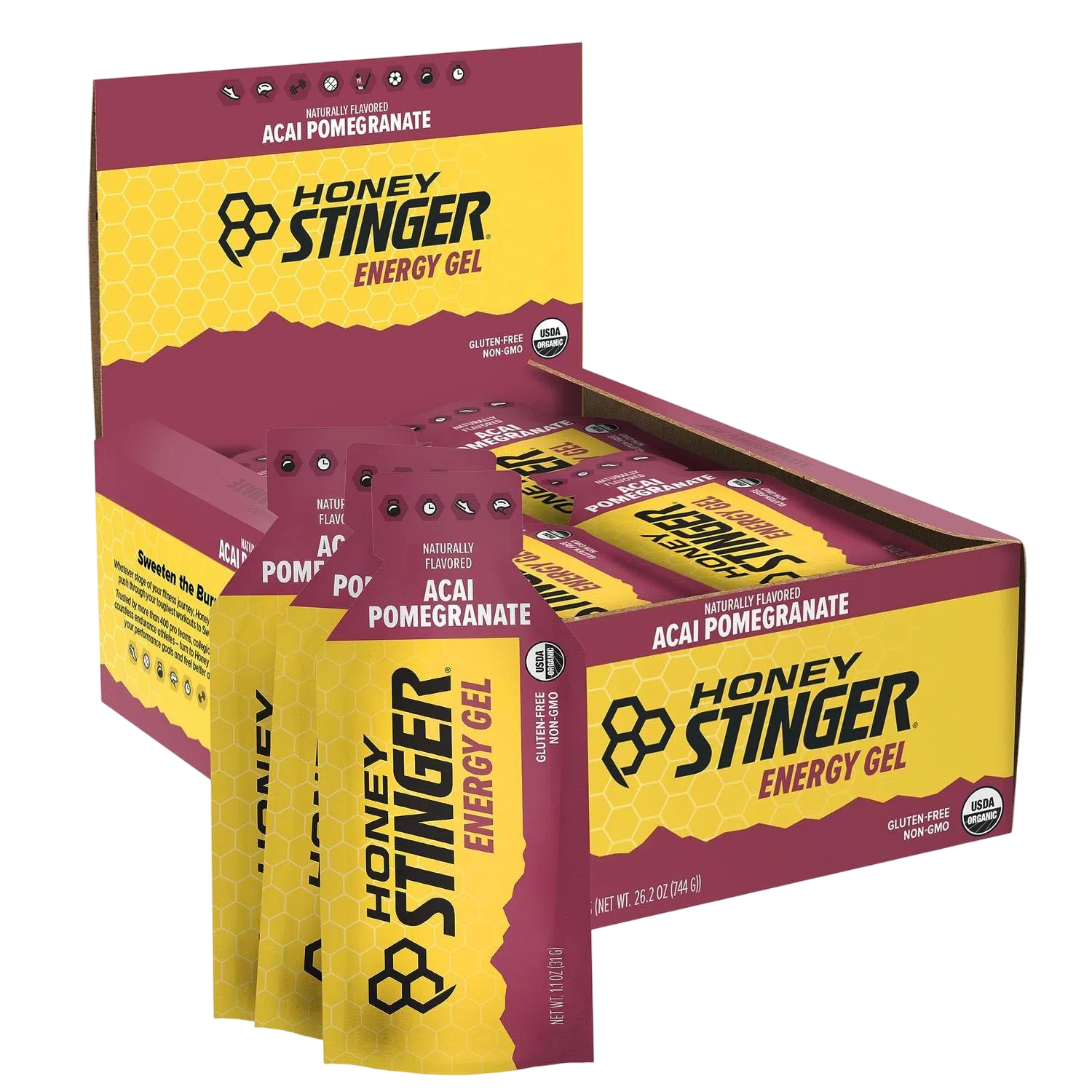 Honey Stinger Gel Organic Acai Pomegranate 32gr c/24 pz-Wellu