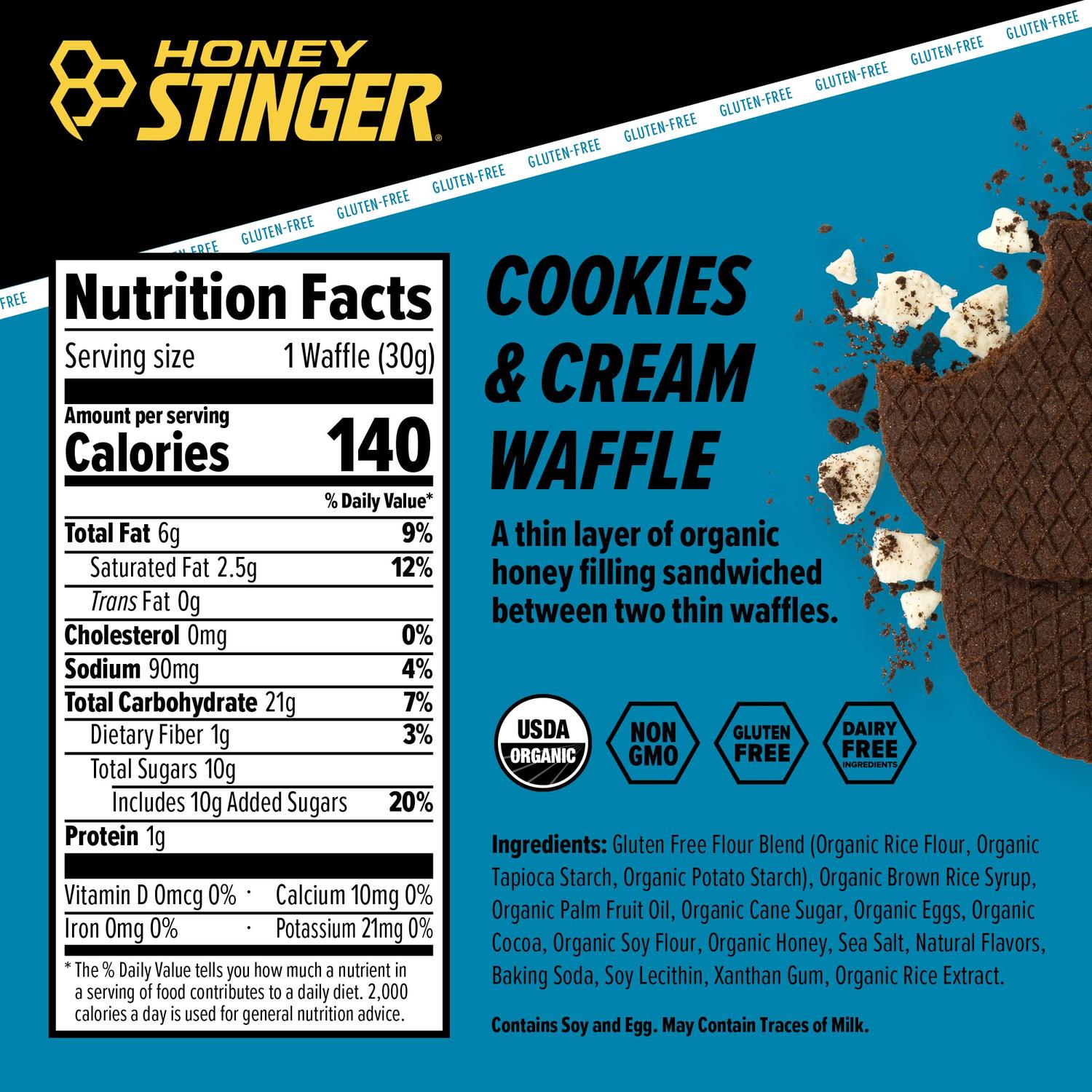 Honey Stinger Gluten Free Waffle Cookies & Cream 28.5gr-Wellu