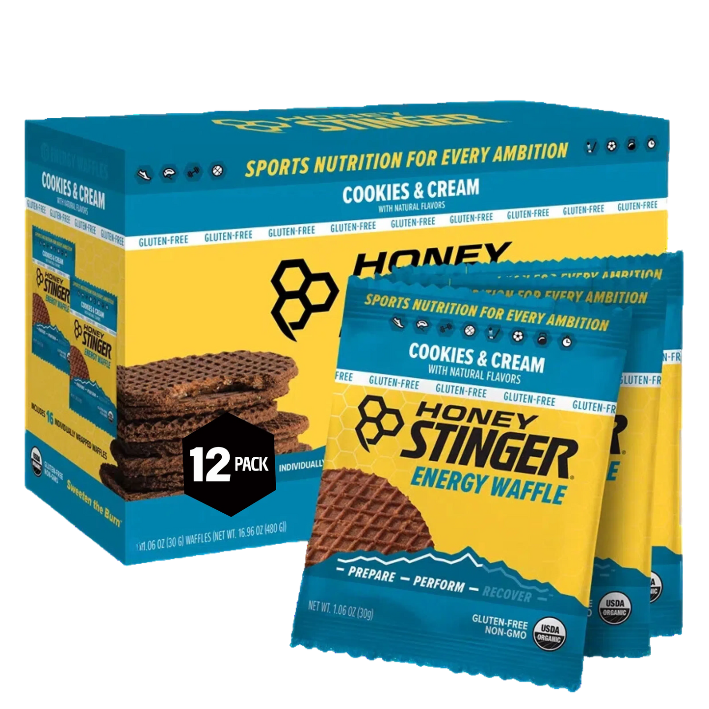 Honey Stinger Gluten Free Waffle Cookies & Cream 28.5gr c/12 pz-Wellu