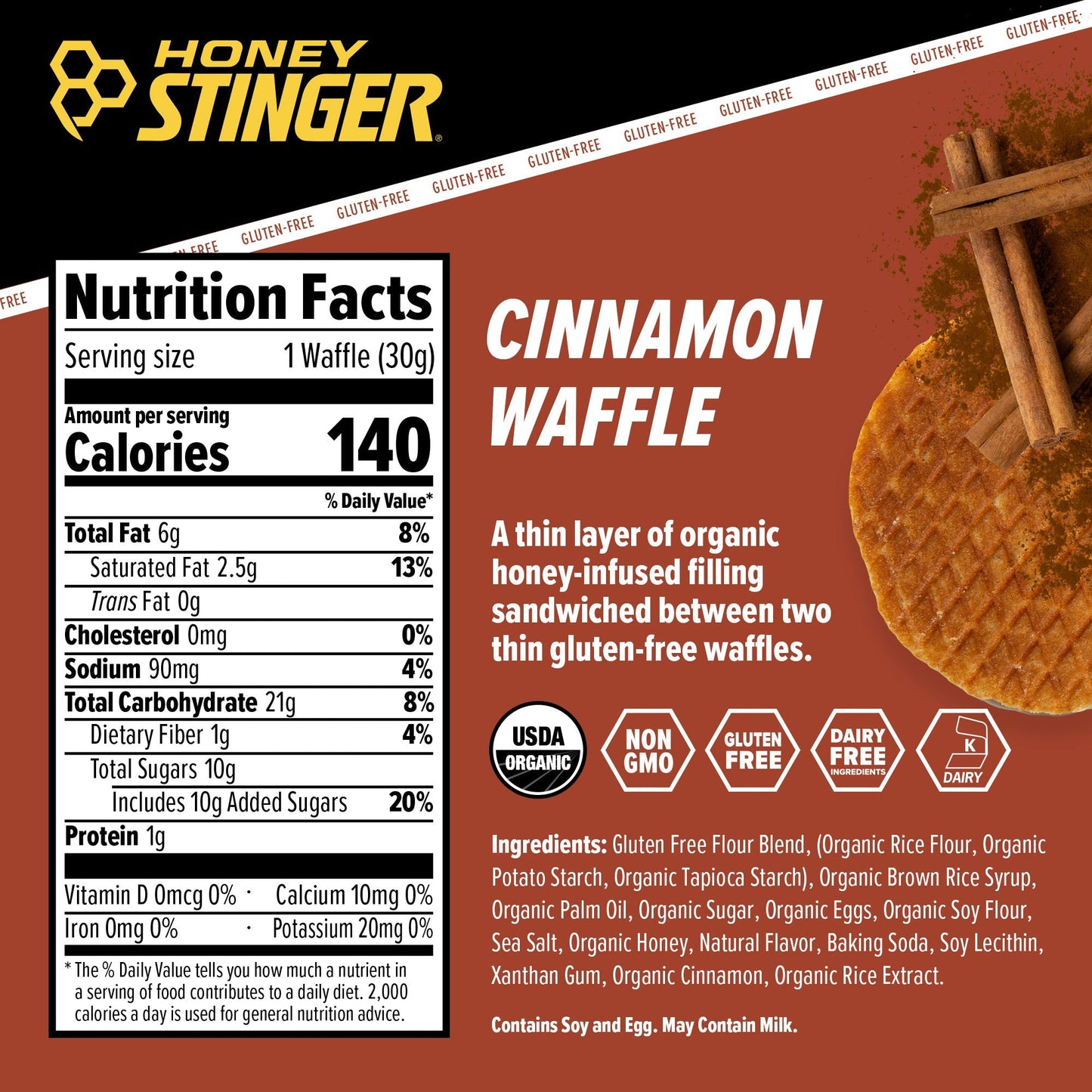 Honey Stinger Waffle Cinammon 28.5gr c/12 pz-Wellu