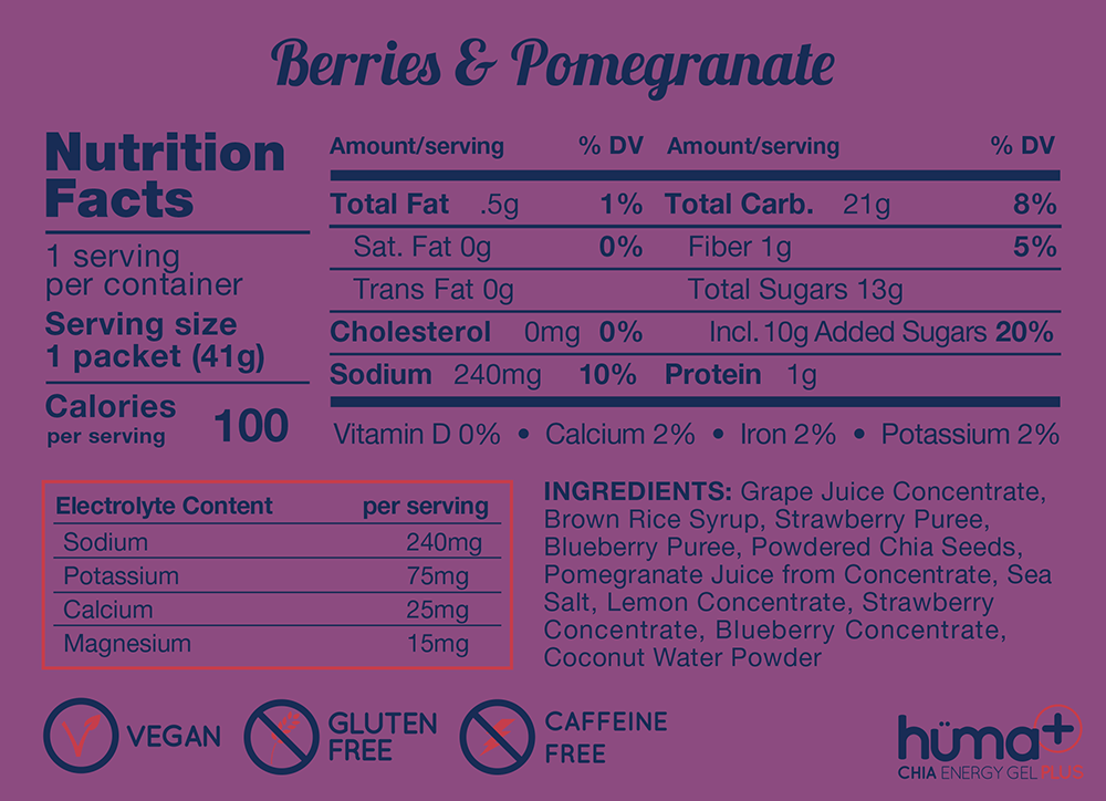 Huma Plus Chia Energy Gel Berries & Pomegranate 41gr c/24 pz-Wellu