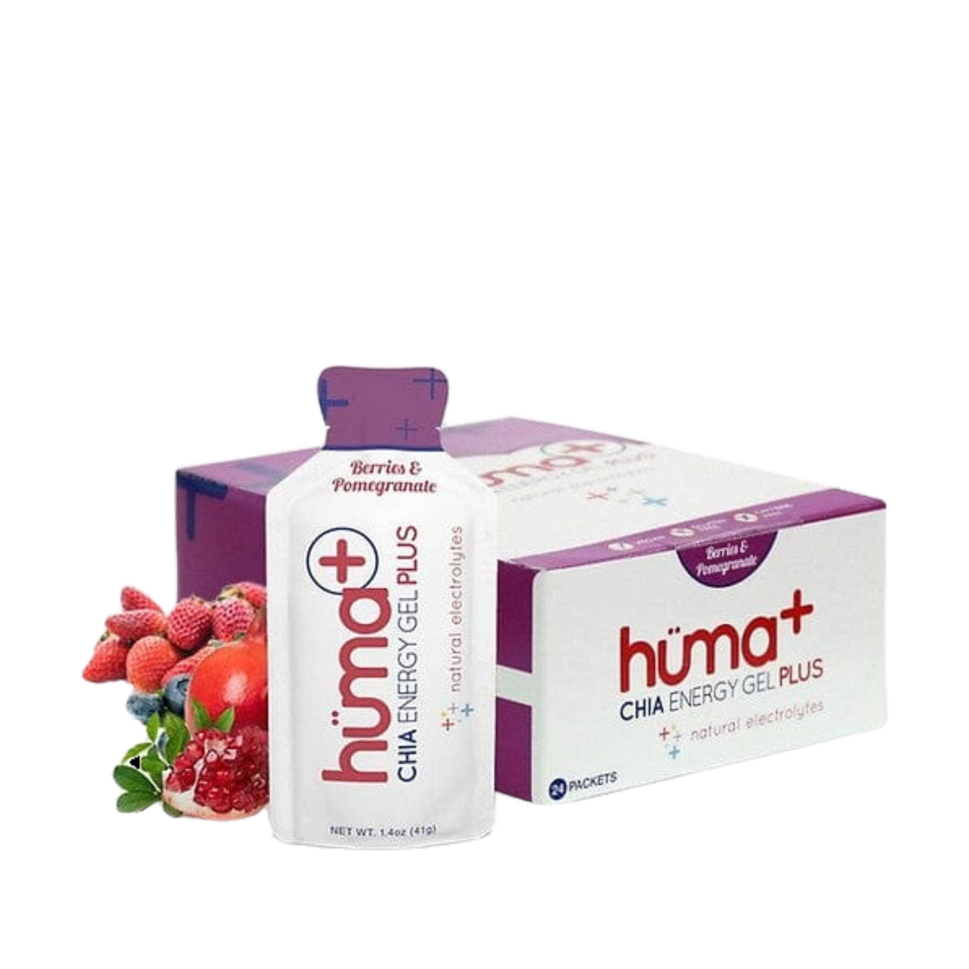 Huma Plus Chia Energy Gel Berries & Pomegranate 41gr c/24 pz-Wellu